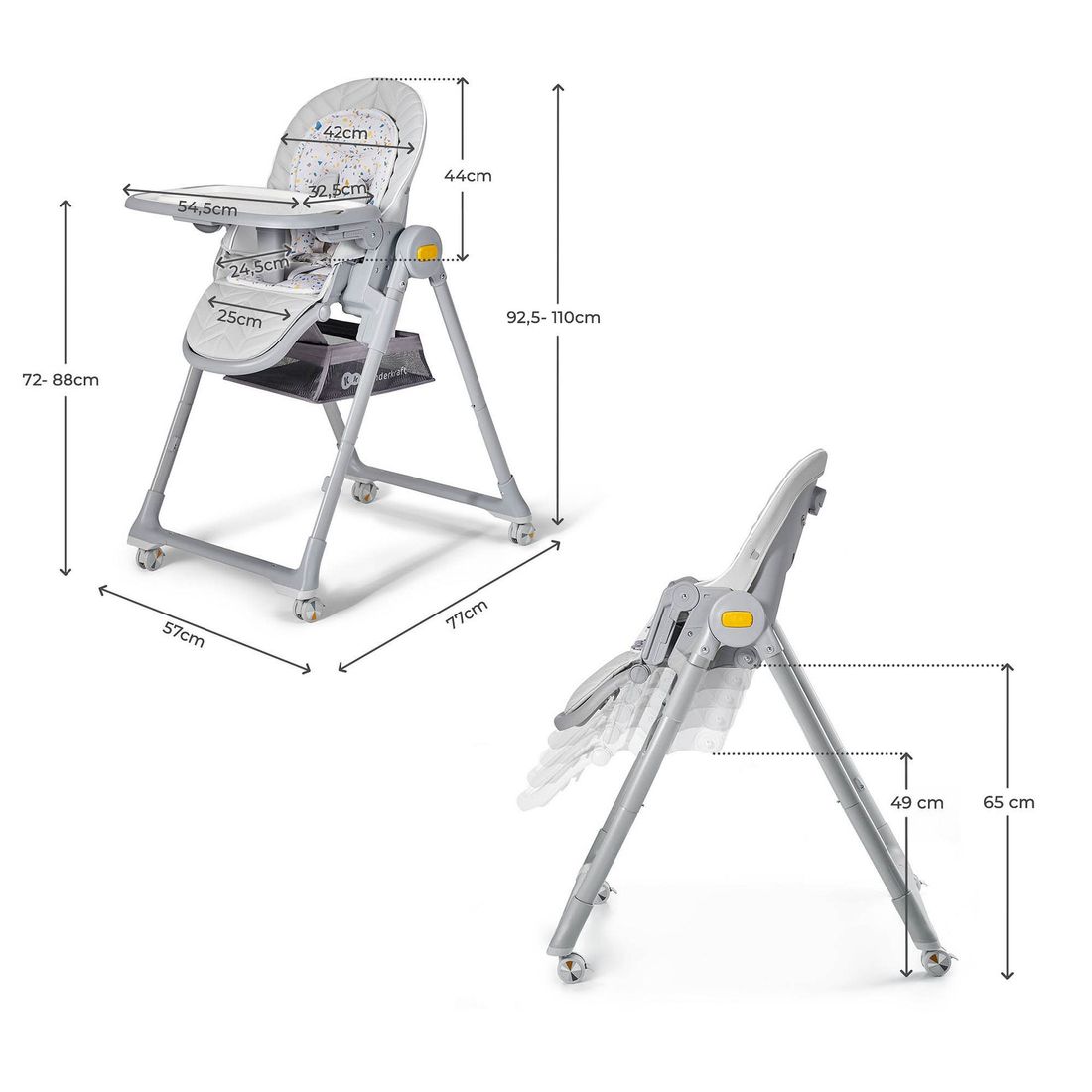 Chaise haute LASTREE gris (Kinderkraft) - Image 9