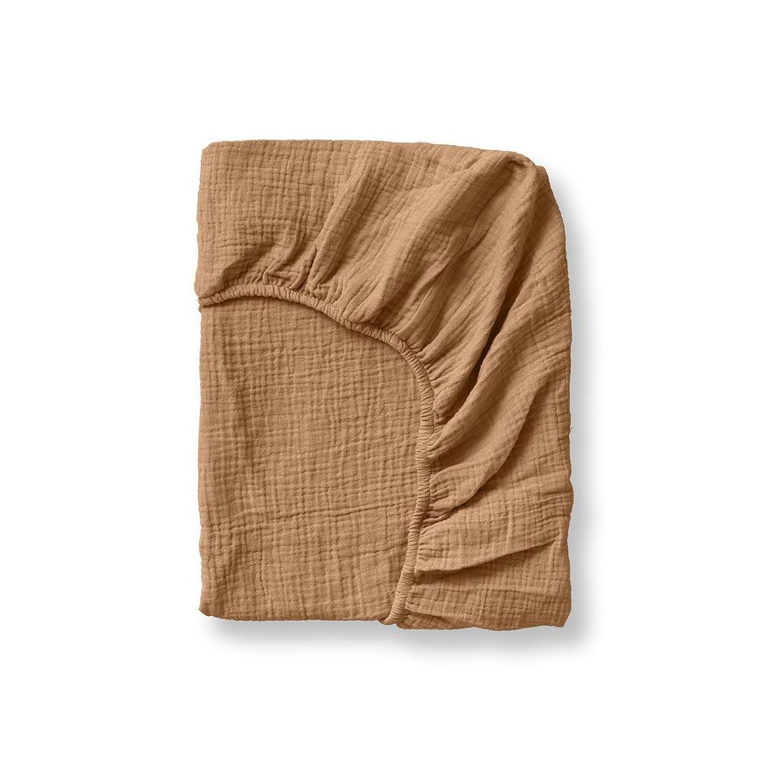 Petite Amélie | Drap-housse enfant | Gaze de coton bio | Caramel | 70x140 cm | Lavable en machine (Petite Amélie) - Image 2
