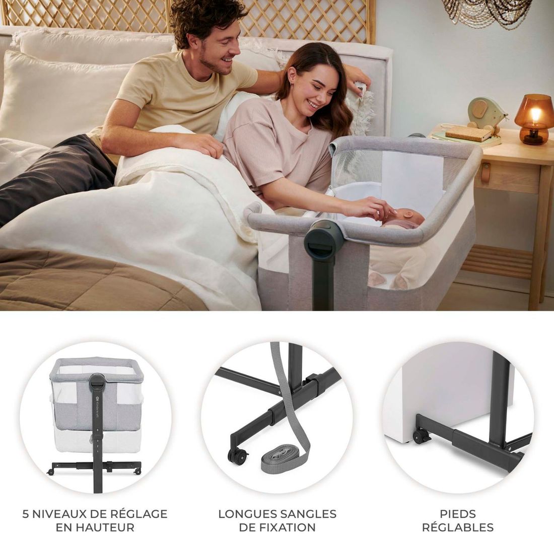 Lit cododo 2 en 1 Nestee Up 2 Light Grey (Kinderkraft) - Image 3