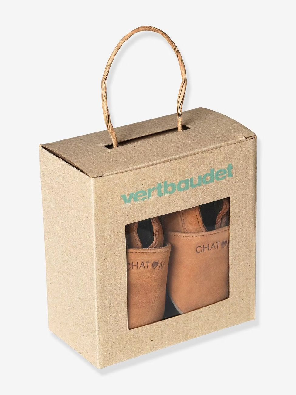 Chaussons élastiqués en cuir souple bébé chocolat (Vertbaudet) - Image 2