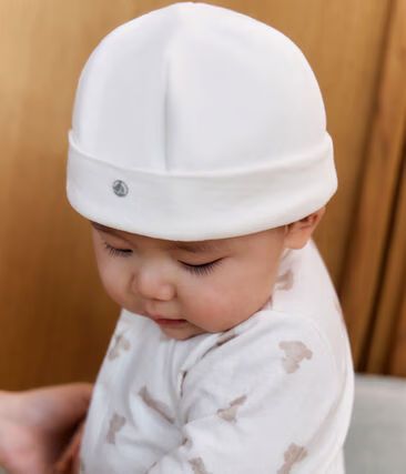 Bonnet naissance bébé en velours uni en coton (Petit Bateau) - Image 1