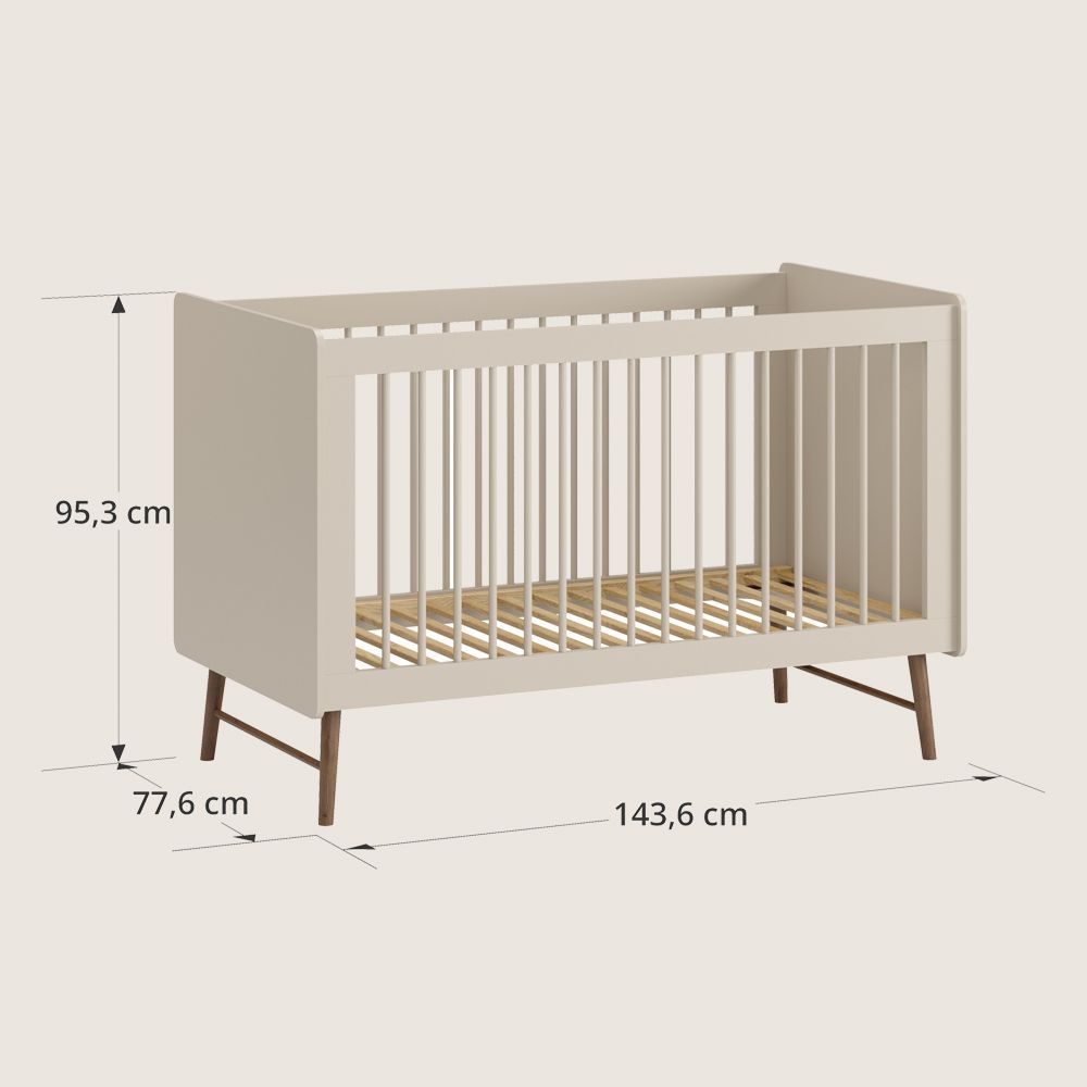 Petite Amélie | Lit bébé évolutif Roseau | Panneau de particules et hêtre | Avoine | 70x140 cm | De la naissance à 4 ans | Design danois (Petite Amélie) - Image 5