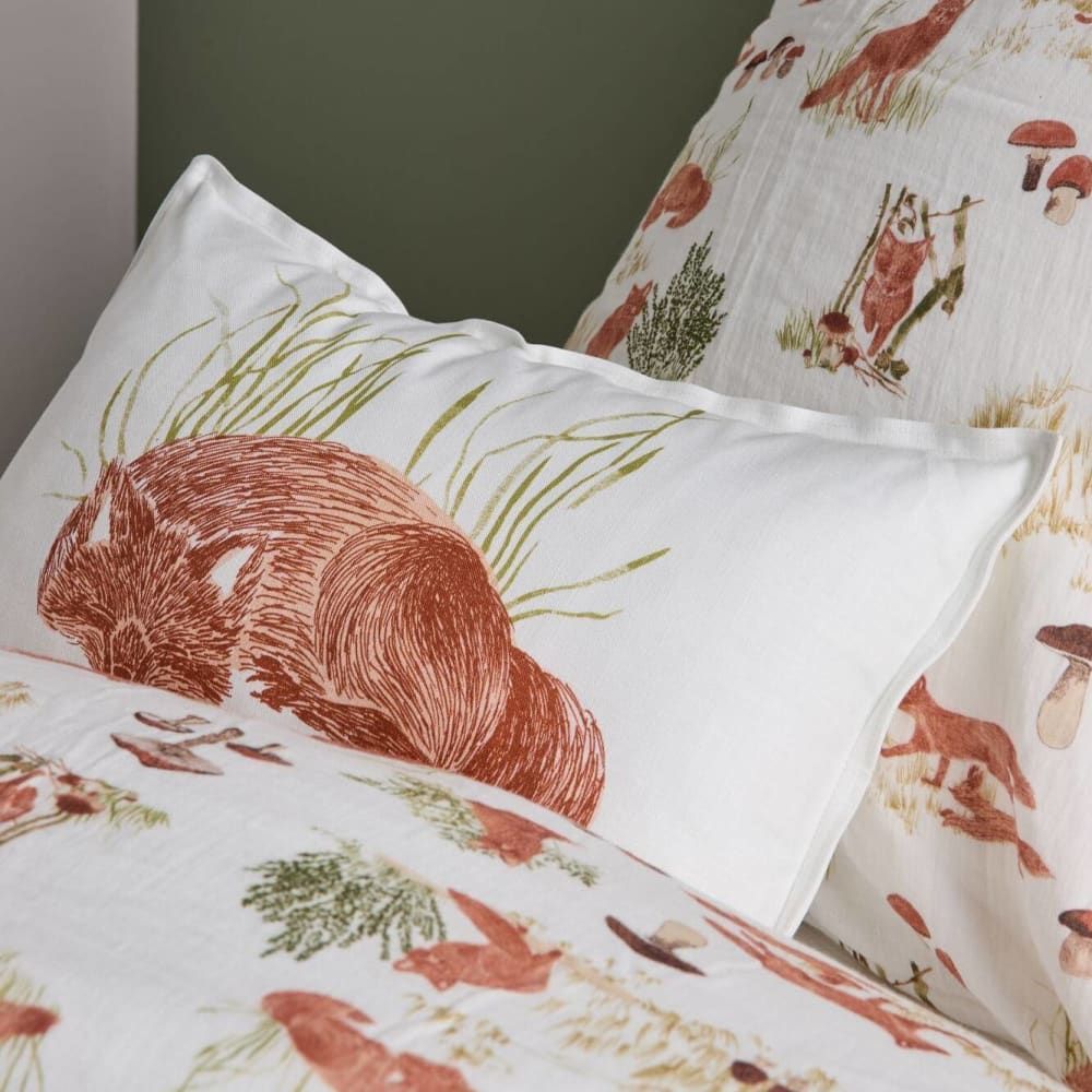 Coussin en coton blanc motif renard 30 x 50 cm (CAMIF) - Image 2