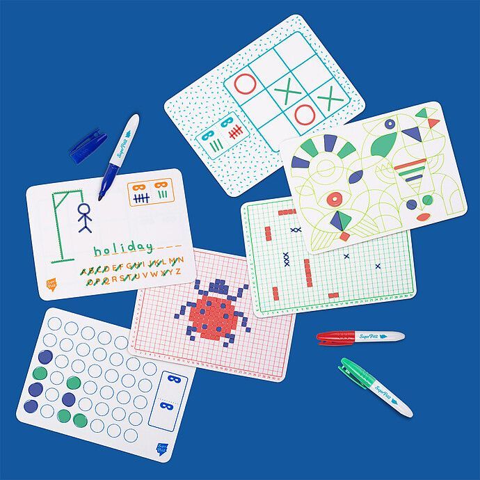 Lot de 6 Jeux de Voyage et 3 Feutres (Super Petit) - Image 6