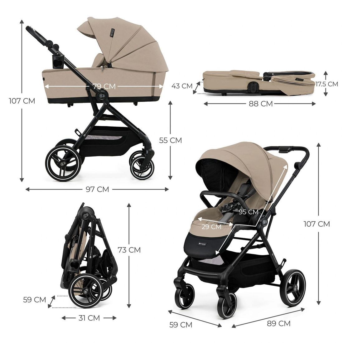 Poussette 2en1 YOXI beige (Kinderkraft) - Image 8
