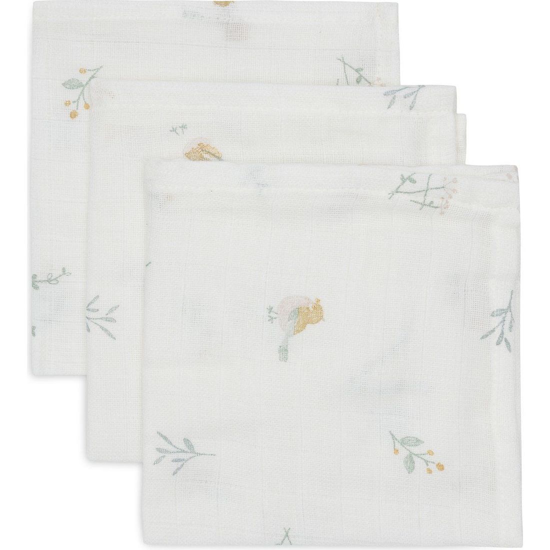 Lot de 3 mini langes en gaze de coton Lovely Birds (31 x 31 cm) (Jollein) - Image 1