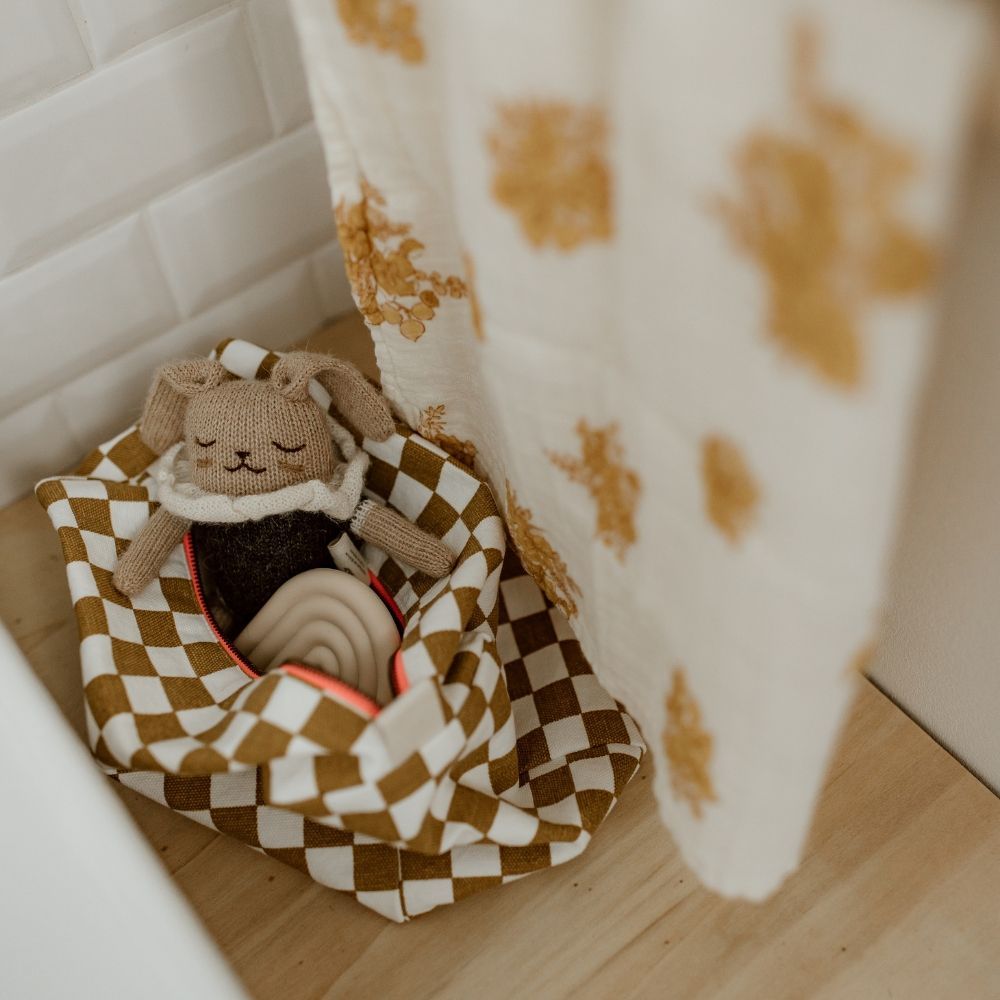 Trousse de toilette Vic damier caramel (Rose in April) - Image 4