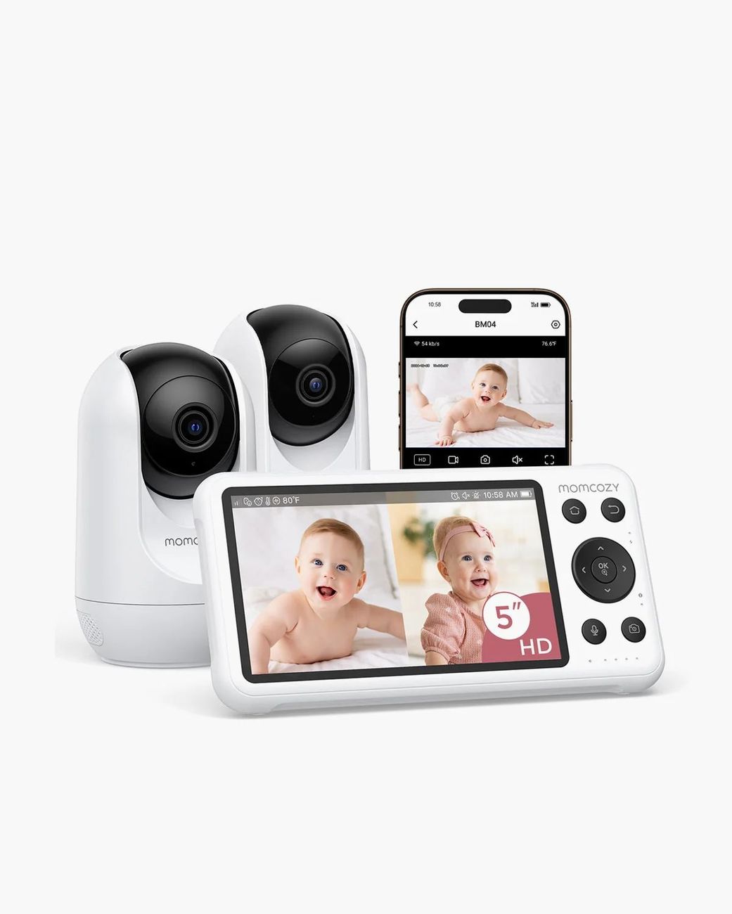 Moniteur bébé intelligent Momcozy 5 pouces double mode avec 2 caméras – BM04 (Momcozy) - Couverture