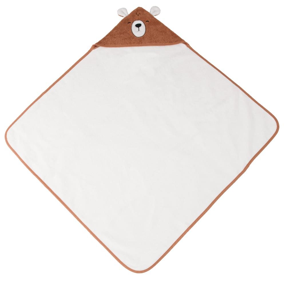 Sortie de bain en coton biologique brun et capuche ours 80x80 (Maisons du Monde) - Image 1