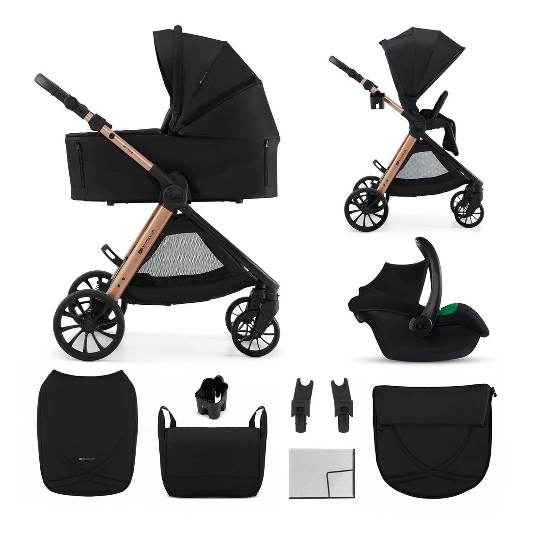 Poussette multifonctionnelle 3 en 1 VESTO 2 noir (Kinderkraft) - Couverture