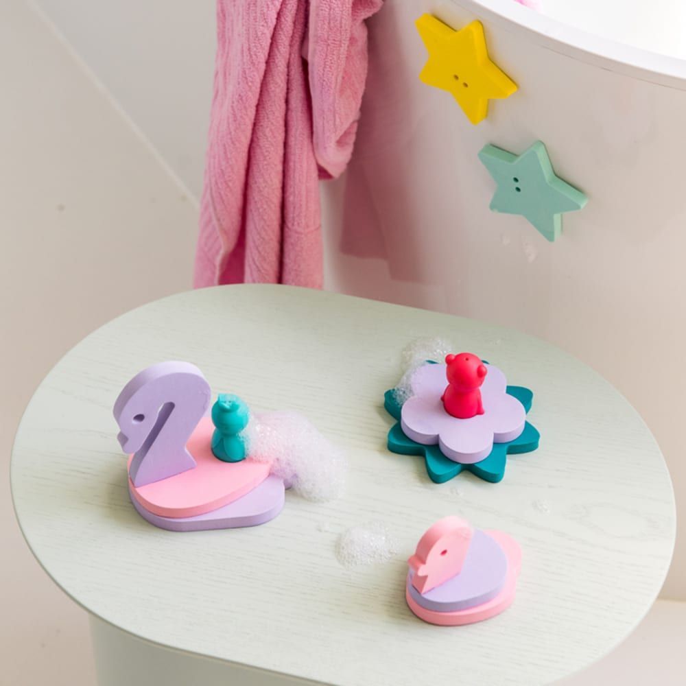 Puzzle de bain en mousse friends La mare enchantée (12 blocs) (Quut) - Image 2