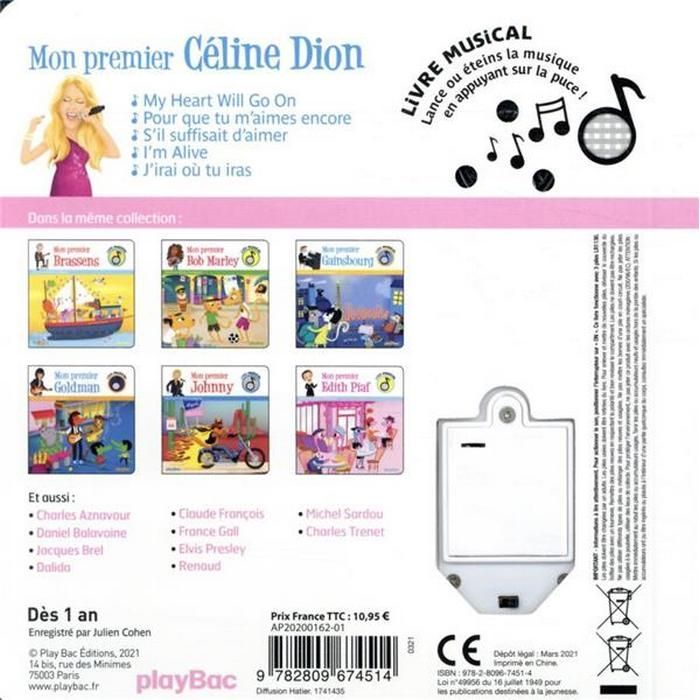 Livre musical Mon premier Céline Dion (playBac) - Image 1