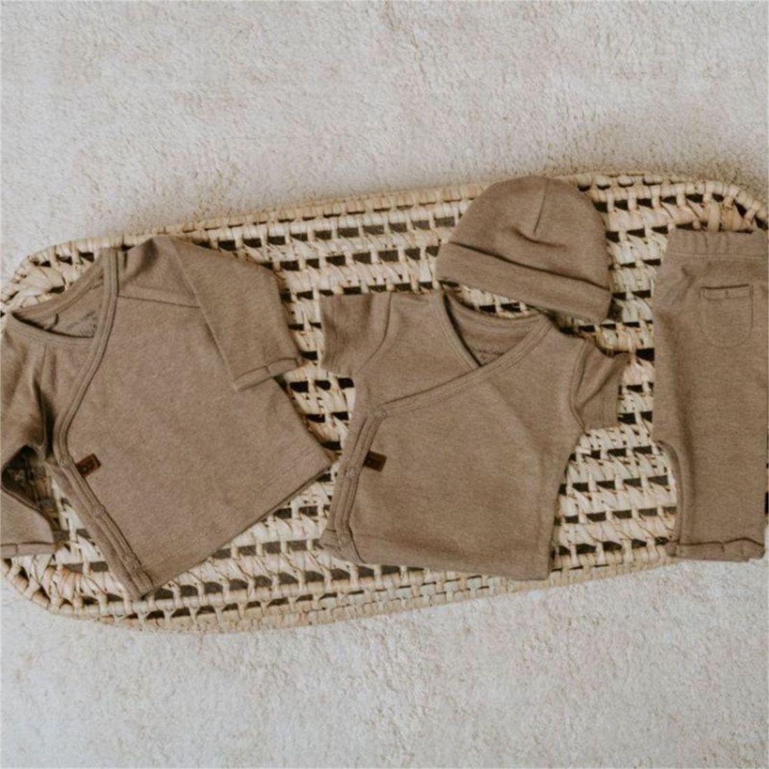 Bonnet de naissance en coton bio Melange clay (0-3 mois) (Baby's Only) - Image 4