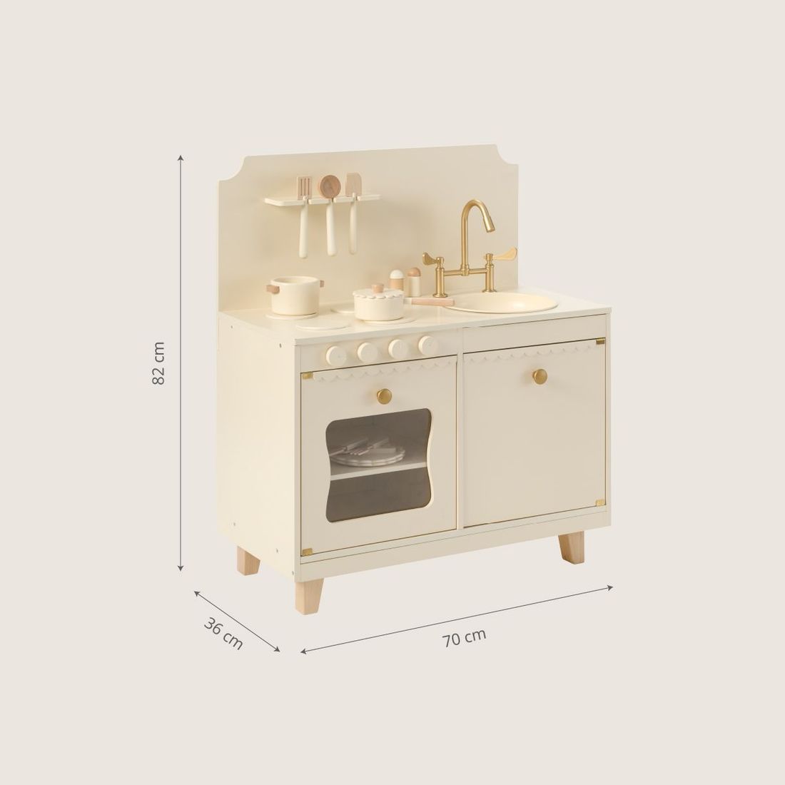 Petite Amélie | Cuisine en bois enfant Sorbier | Cuisine jouet avec 13 accessoires | Beige clair | Bois naturel robuste et durable (Petite Amélie) - Image 5