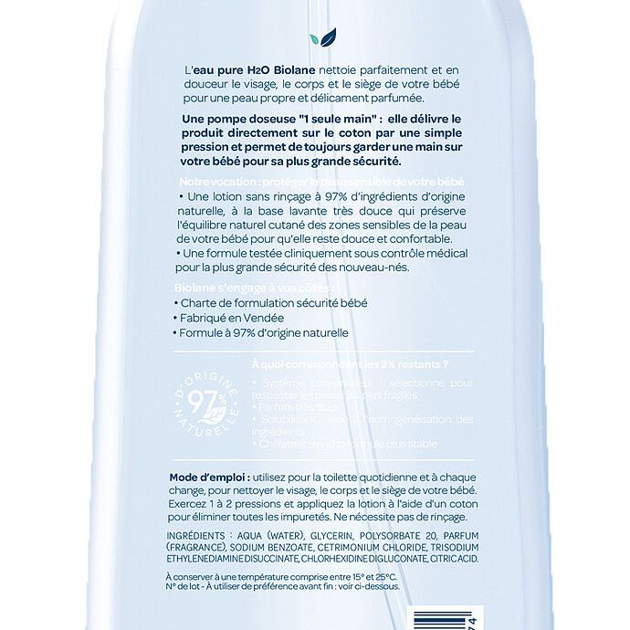 Eau Pure H2O - 750 ml (Biolane) - Image 2