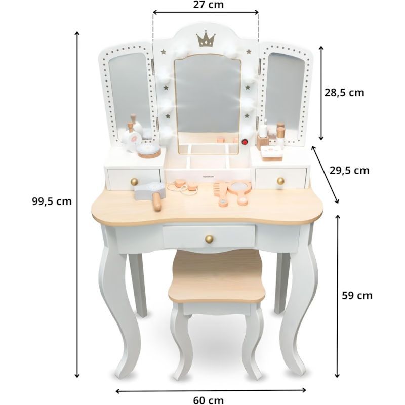 Coiffeuse enfant tabouret & miroir led (Mamabrum) - Image 2