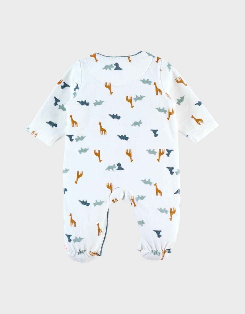 Pyjama dinosaure en velours, blanc/bleu (Noukie's) - Image 2