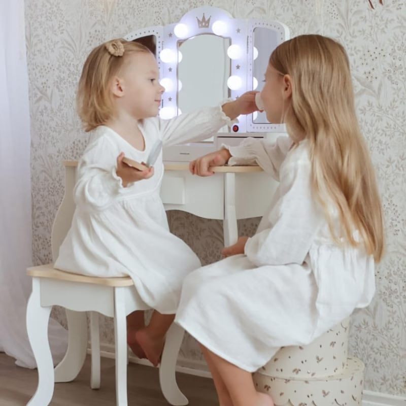 Coiffeuse enfant tabouret & miroir led (Mamabrum) - Couverture