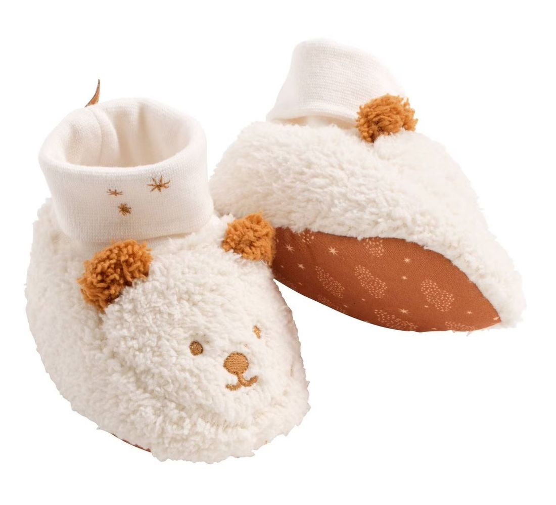 Chaussons Bébé En Sherpa Ourson - Orsino Beige (Sauthon) - Couverture