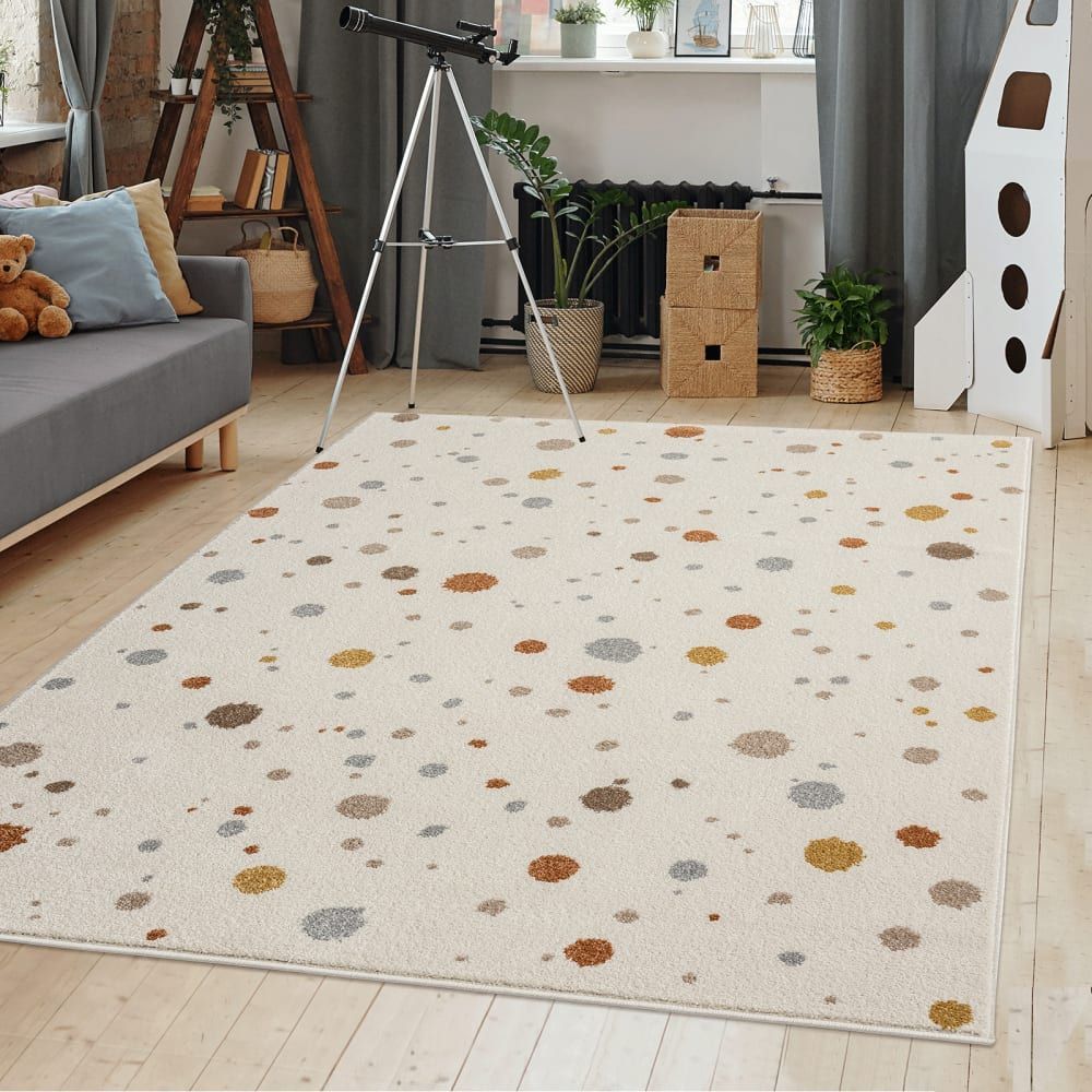 Tapis enfant moderne bébé fille garçon, crème, 120 x 170 cm (The carpet) - Couverture