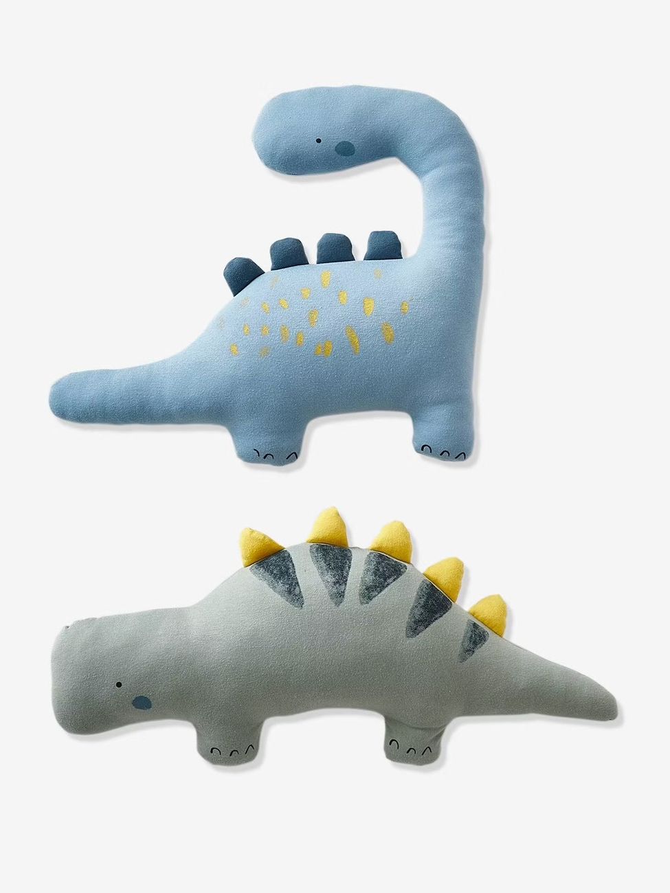 Lot 2 coussins PETIT DINO bleu / kaki (Vertbaudet) - Image 1