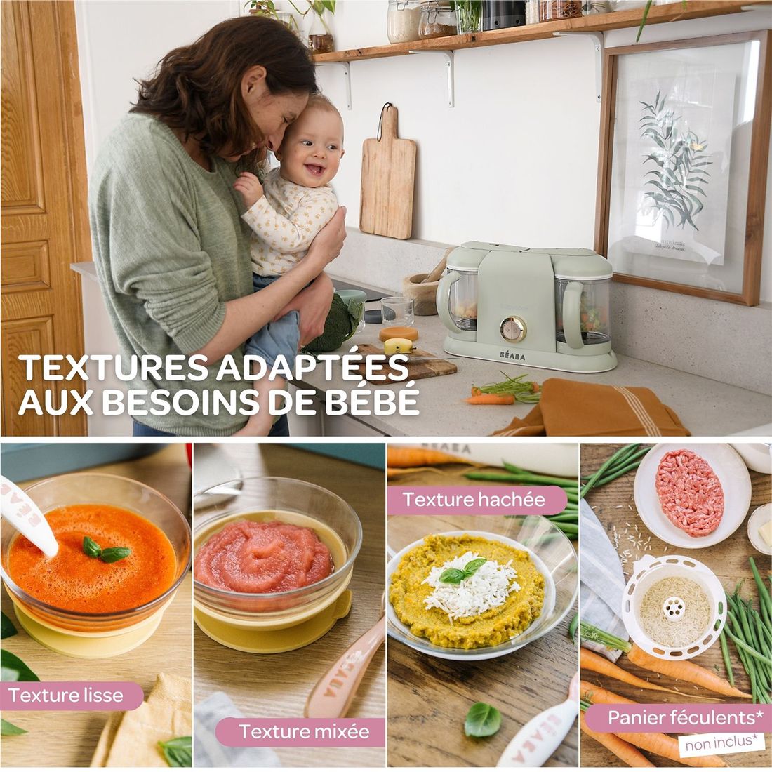 Pack Robot cuiseur Babycook® Duo + Lot de cuillères 1er âge silicone (Béaba) - Image 4