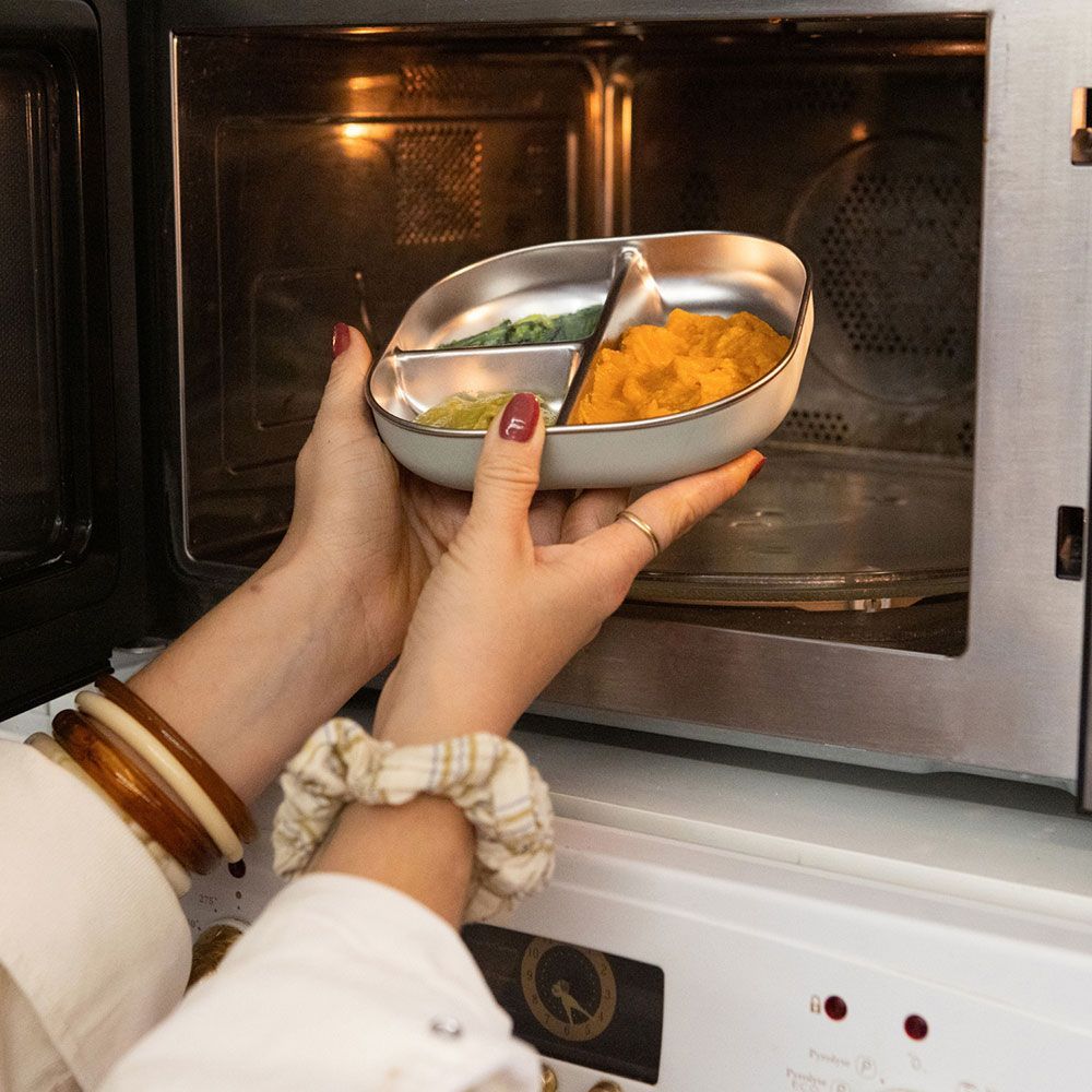 Assiette compartimentée en inox micro-ondable (Béaba) - Image 3