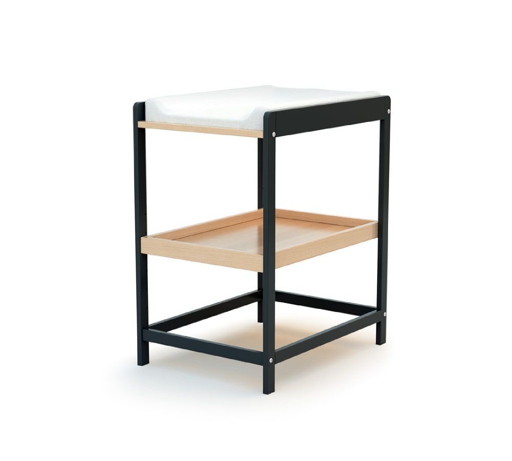 Table à langer 1 étagère en bois gris graphite et hêtre verni (At4) - Image 1