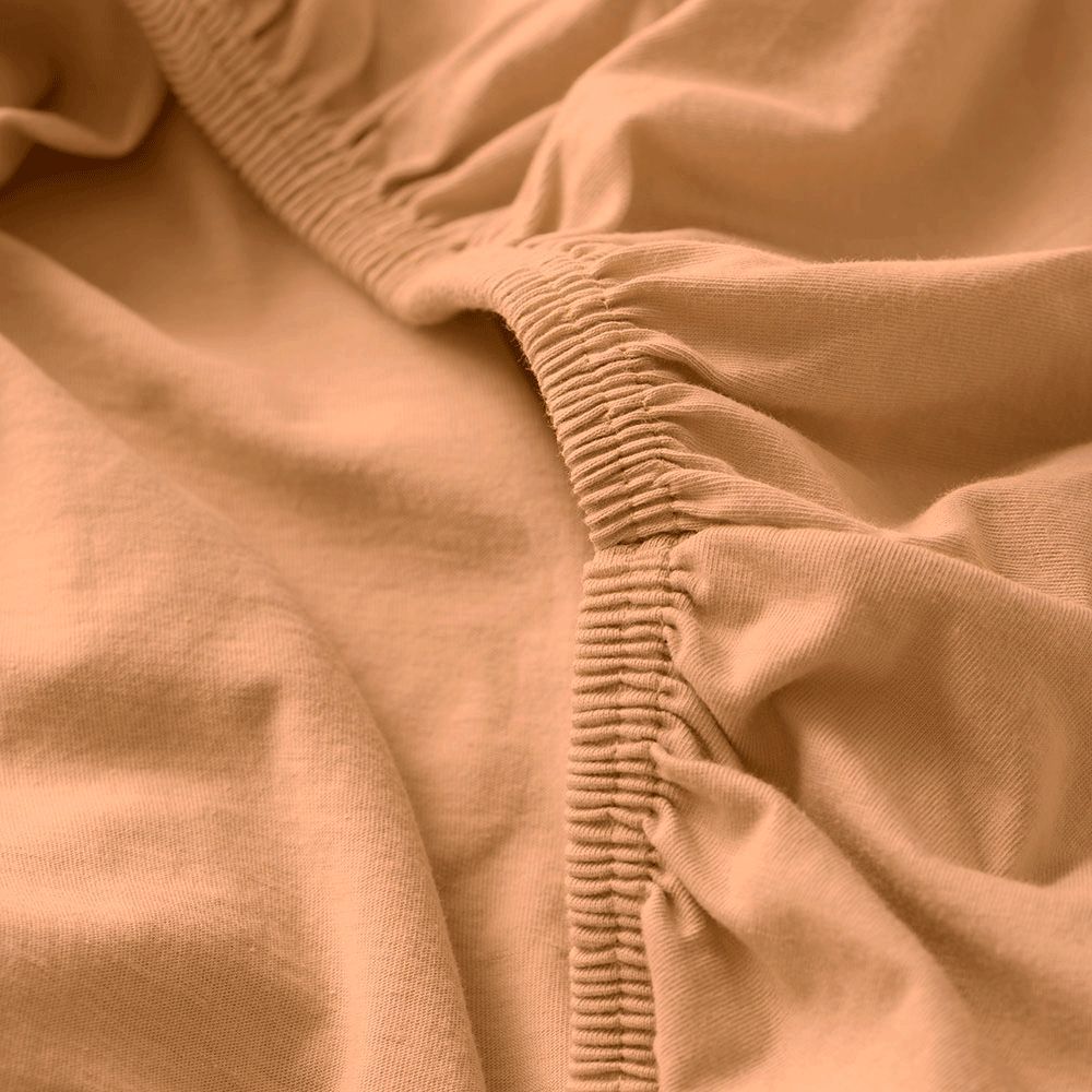 Petite Amélie | Lot de 2 draps-housses jersey coton bio | Blanc et caramel | 45x90 cm | Pour matelas bébé hauteur 10-12 cm (Petite Amélie) - Image 2
