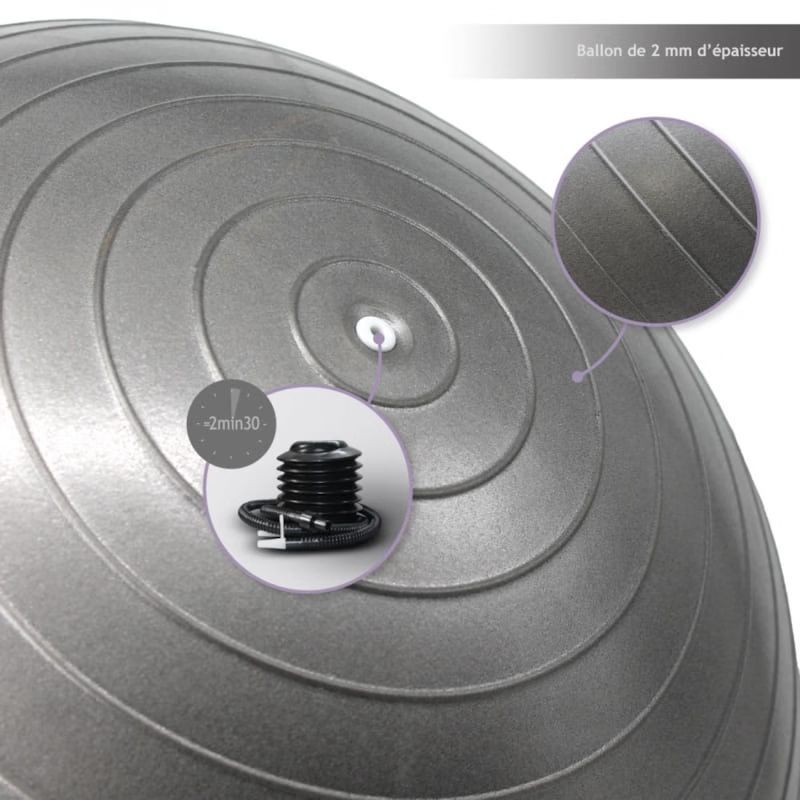 Ballon de yoga - 65 cm - gris (Vivezen) - Image 3