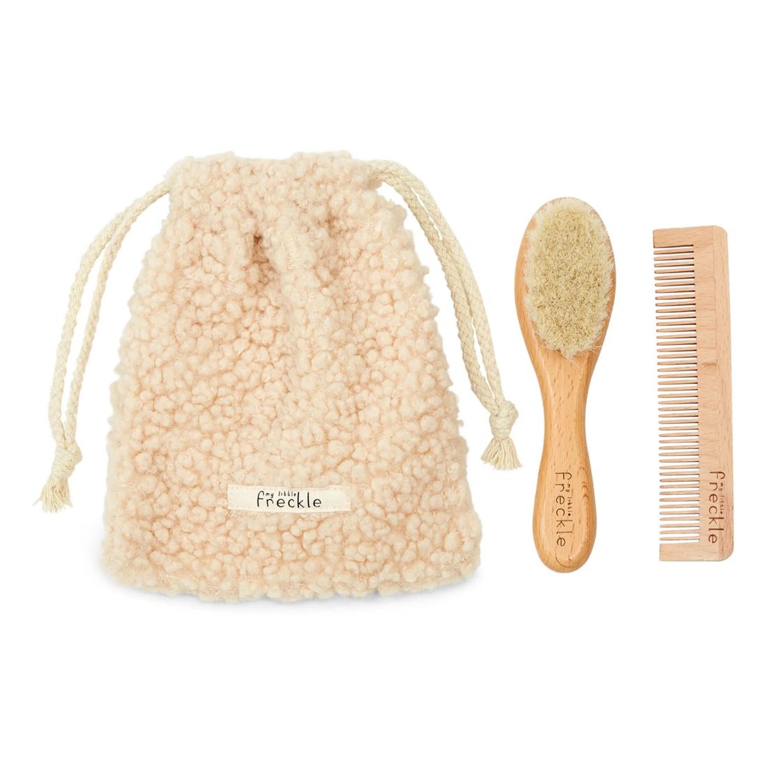 My Little Freckle - Set Brosse à Cheveux + Peigne + Pochon Sherpa (My Little Freckle) - Image 1
