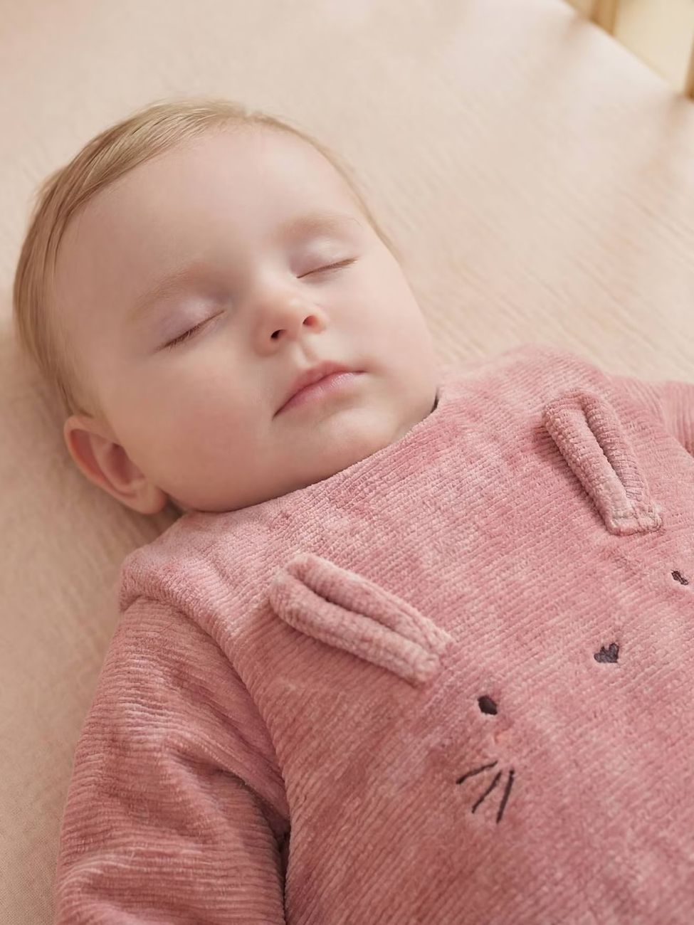 Gigoteuse bébé velours côtelé vieux rose (Vertbaudet) - Image 1