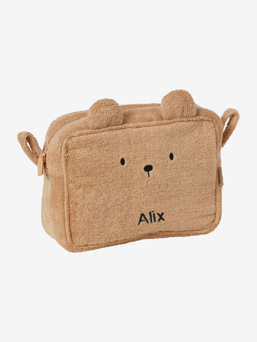 Trousse de toilette Ourson en éponge caramel (Vertbaudet) - Couverture
