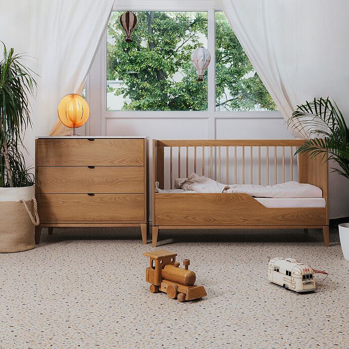 Lit Bébé Evolutif Milan Chêne Caramel - 140 x 70 cm (Nina Bien) - Image 3