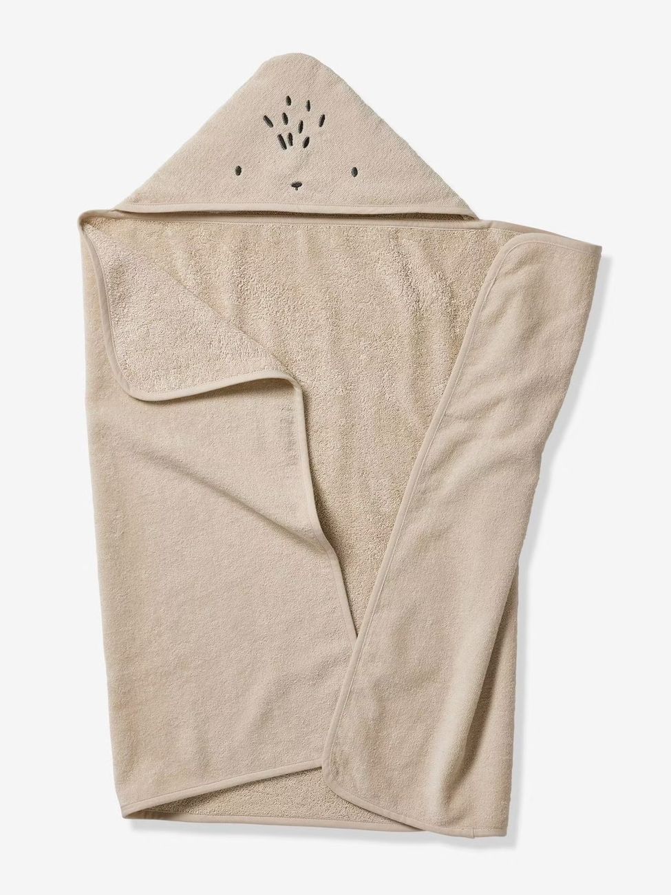 Cape de bain / Serviette à capuche Bébé et Enfant, avec coton recyclé sable (Vertbaudet) - Image 1