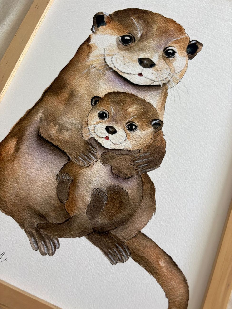 Affiche famille loutre aquarelle – Poster animal pour chambre bébé et enfant (Les Aquarelles de Marlène) - Image 7
