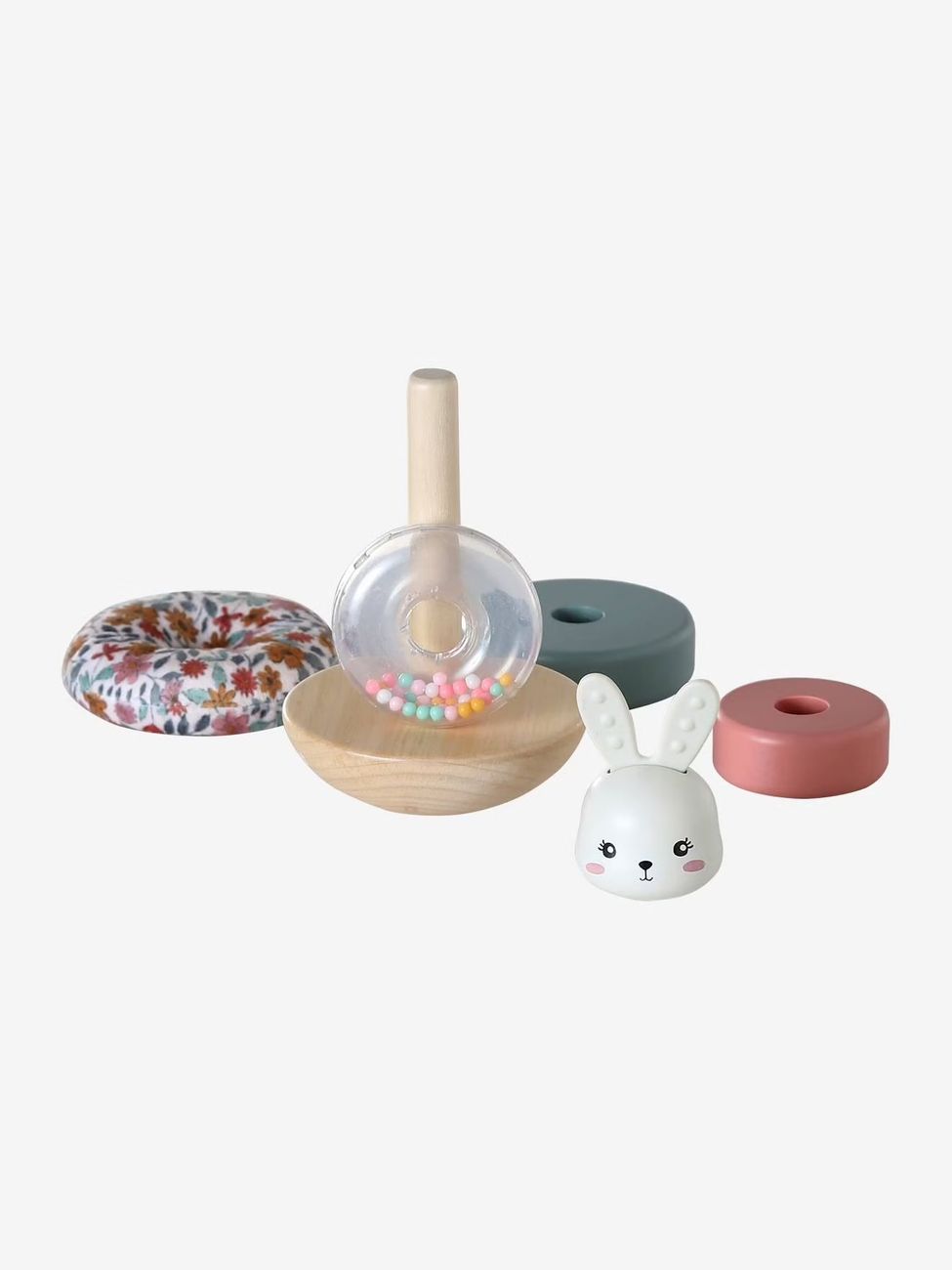 Tour à empiler lapin en bois FSC® rétro flower (Vertbaudet) - Image 2