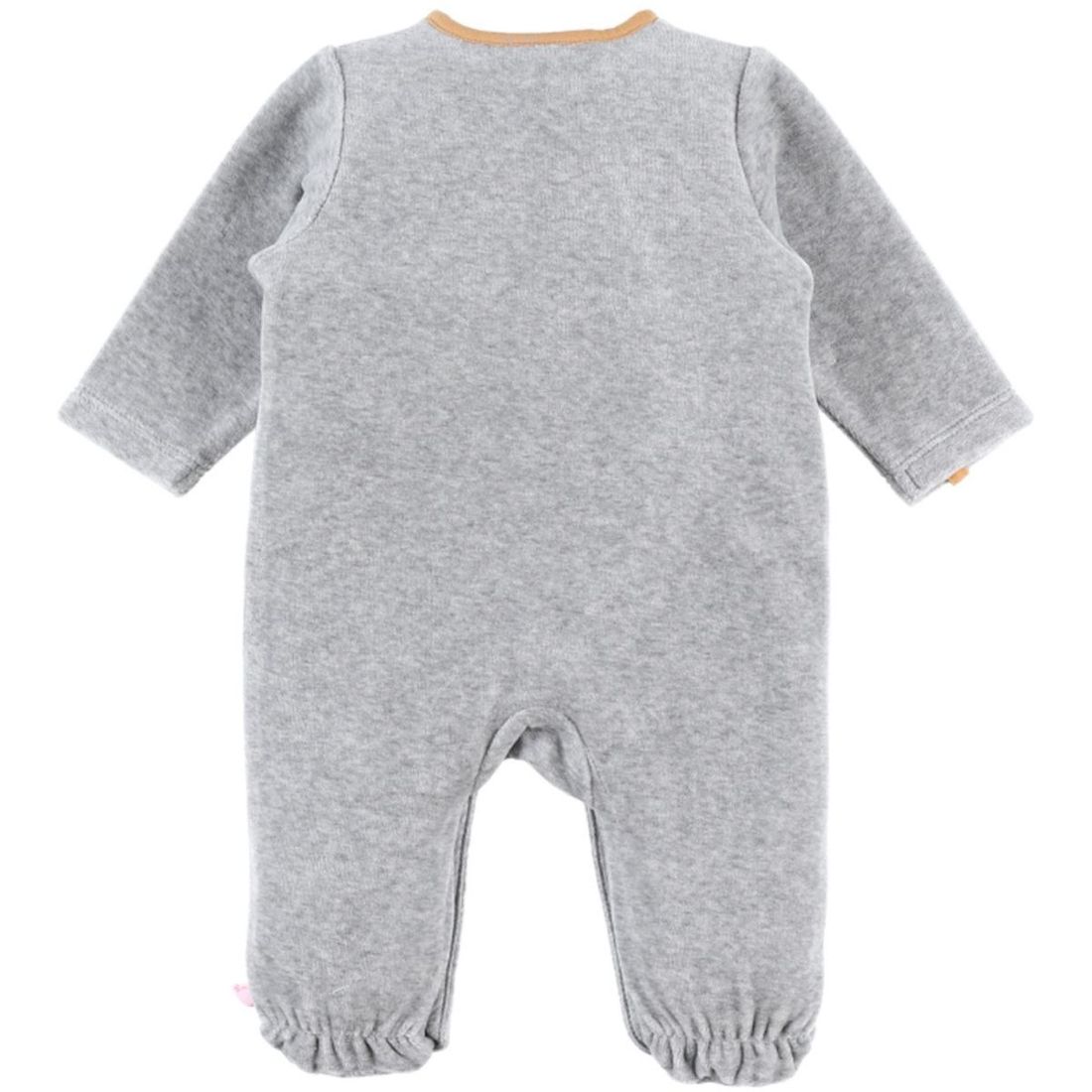 Pyjama chaud Babou & Kendi en velours gris (3 mois) (Noukie's) - Image 1