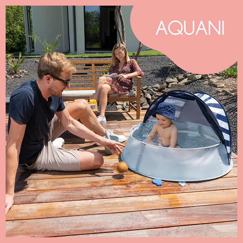 Nid 3-en-1 Aquani aire de jeux et piscine anti-UV - Marinière - Rayures (Babymoov) - Image 2