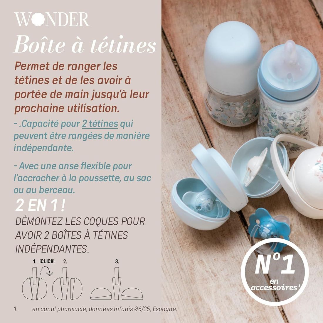 Range-sucette duo Wonderland Liberty beige (Suavinex) - Image 5