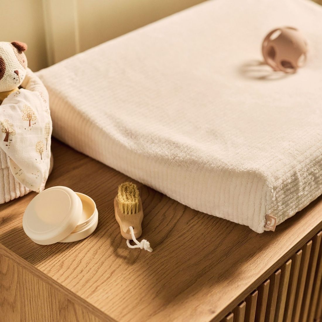 Housse matelas à langer Cloudy Rib Oatmeal (50 x 70 cm) (Jollein) - Image 1