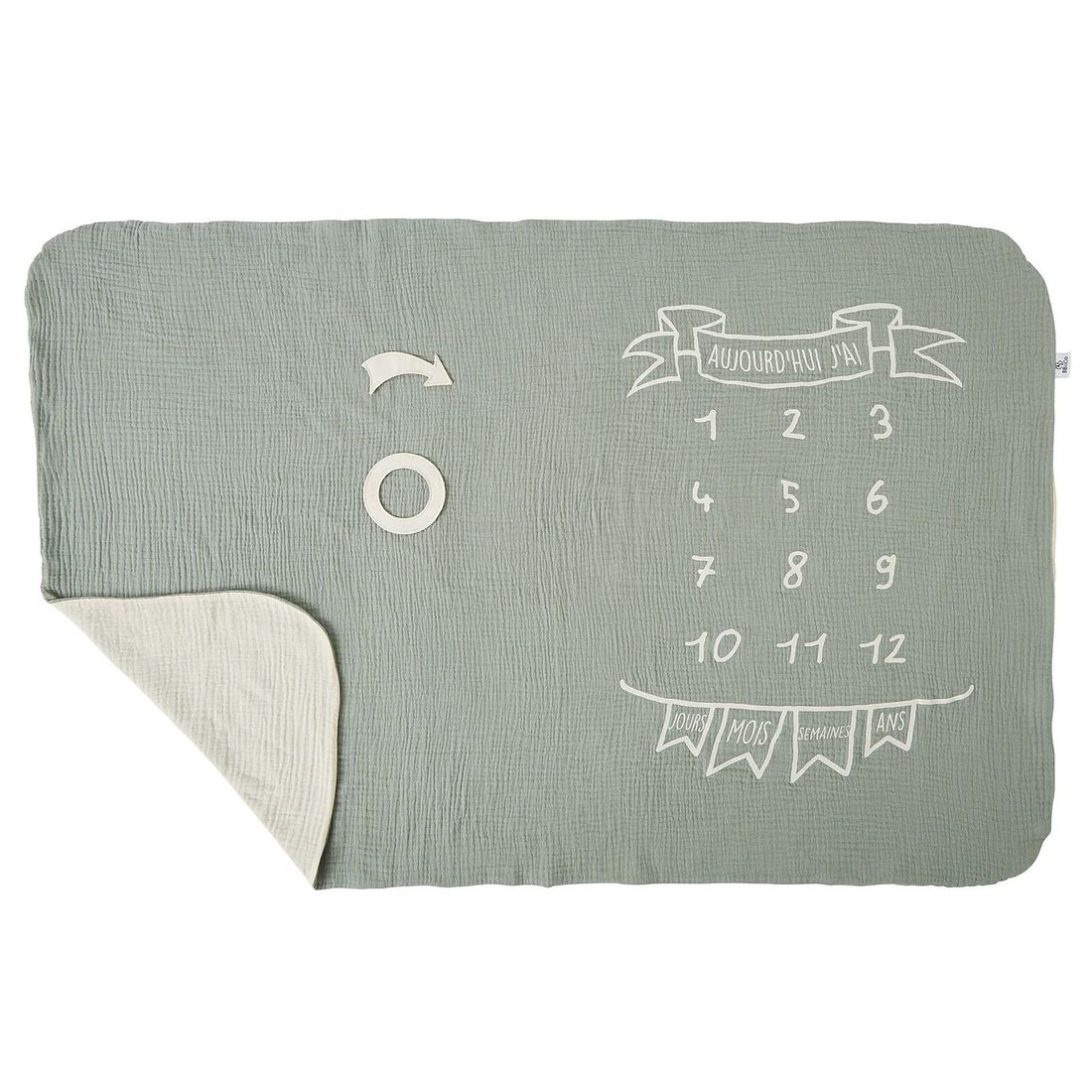 Couverture 2-en1 et 2 Accessoires - Vert de Gris et Ecru (Bb&Co) - Couverture