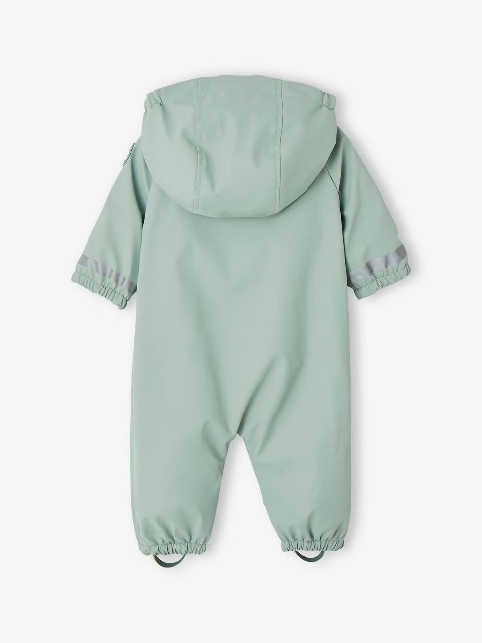 Combinaison à capuche anti-pluie bébé doublée maille polaire vert sauge (Vertbaudet) - Image 1