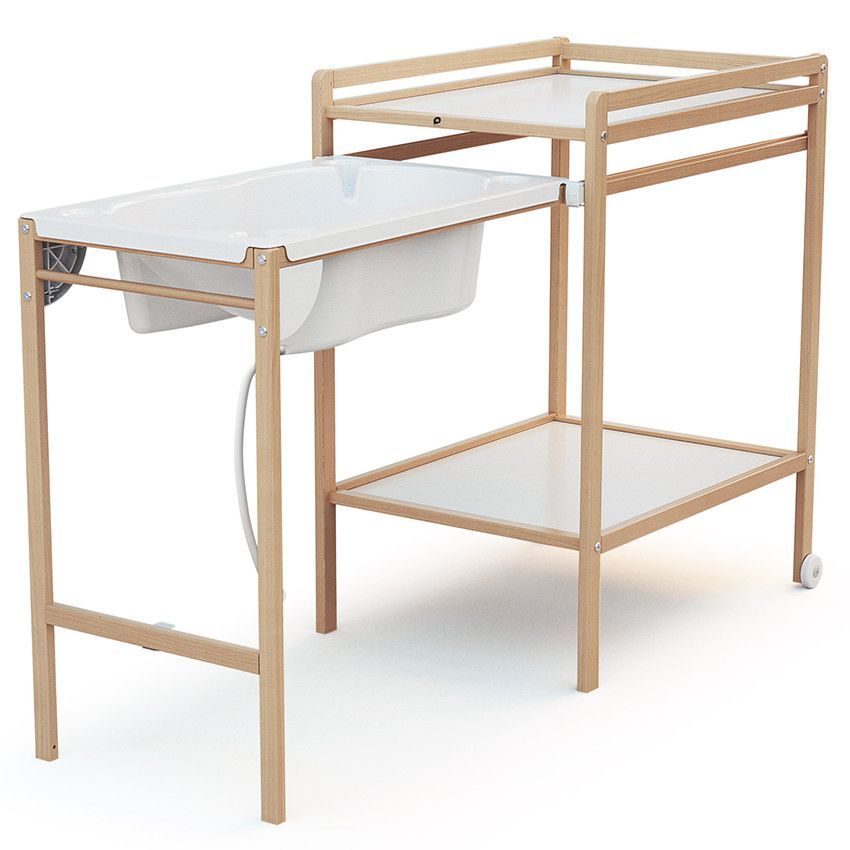Table à langer coulissante 2 en 1 Tiny avec baignoire intégrée - Beige (Prémaman) - Image 2
