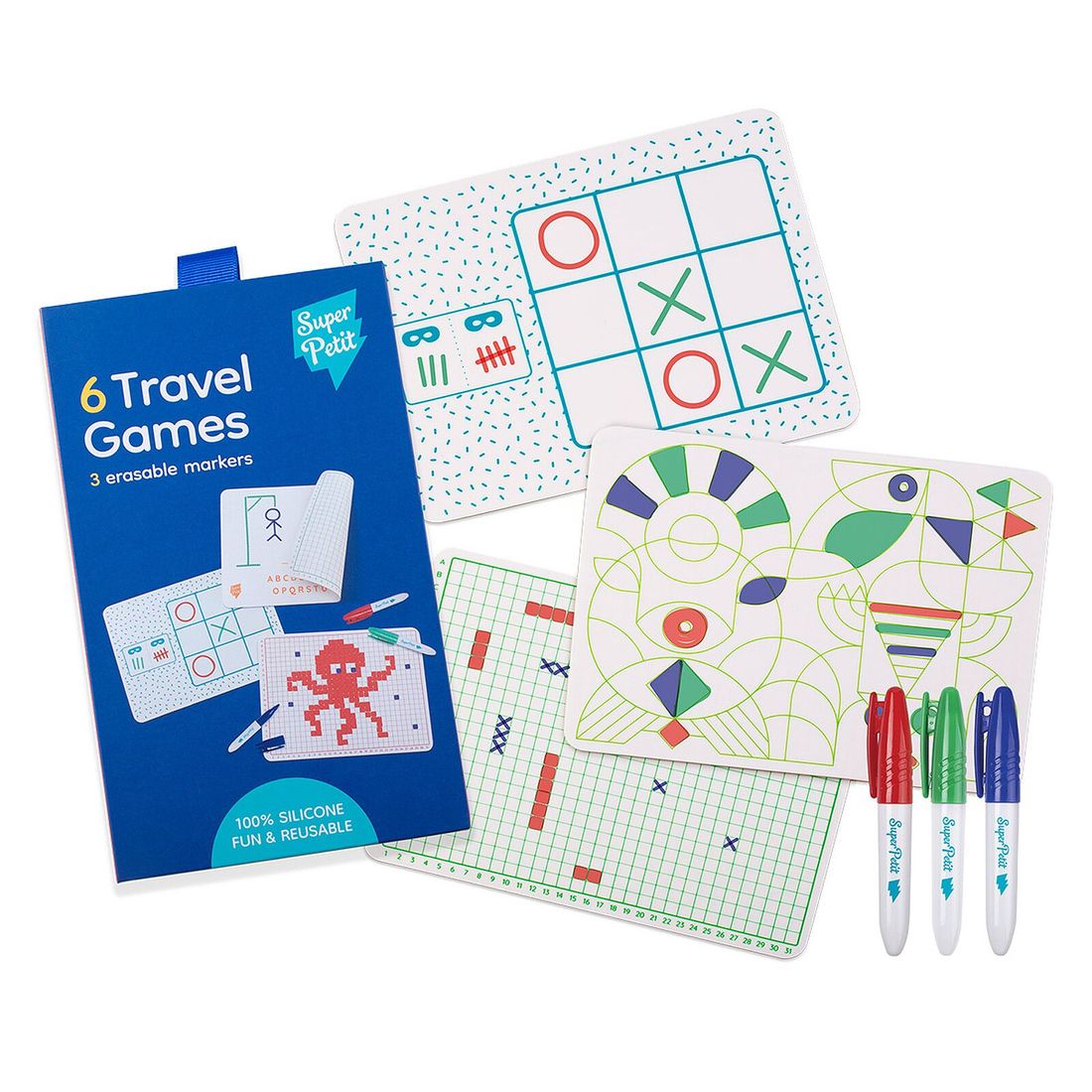 Lot de 6 Jeux de Voyage et 3 Feutres (Super Petit) - Image 1