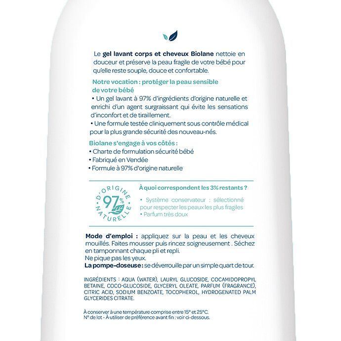 Gel Lavant Corps et Cheveux 2-en-1 - 750 ml (Biolane) - Image 3