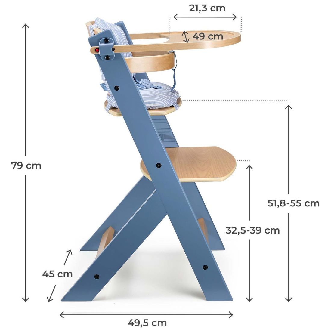 Chaise haute évolutive Enock avec coussin Nordic Breeze (Kinderkraft) - Image 9