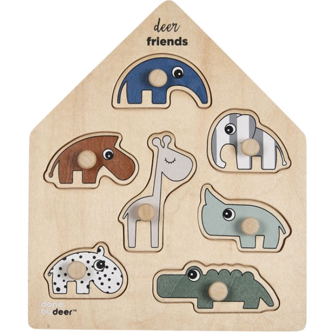 Puzzle à encastrer en bois Deer Friends (7 pièces) (Done by deer) - Image 1