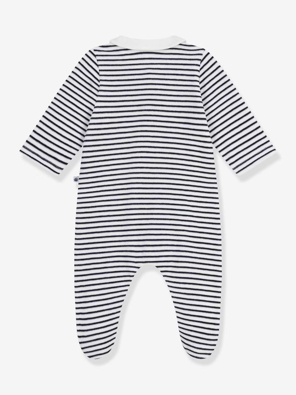 Pyjama bébé en velours à col imprimé marine (Petit Bateau) - Image 2