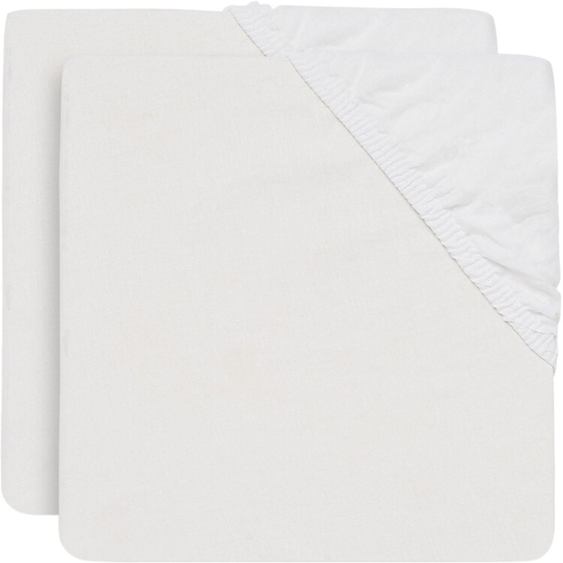Lot de 2 draps housses en coton blancs (60 x 120 cm) (Jollein) - Couverture